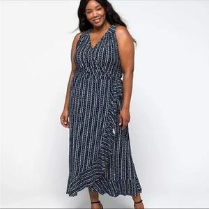 NWT Loveappella Darielle‎ Faux Wrap Ruffle Hem Midi Dress 2X